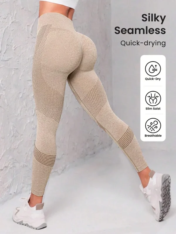 Leggings sportivi con cintura larga senza cuciture - immagine 4