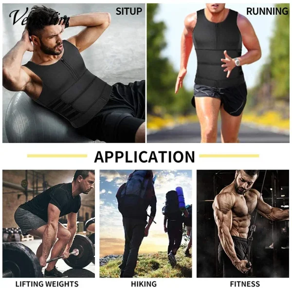 Vensslim Uomo Body Shaper Vita Trainer Gilet Camicia dimagrante Sauna Sudore Compressione Canottiera Shapewear Bruciagrassi Allenamento Top 6