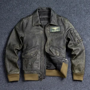 Giacca bomber in vera pelle 45P. Cappotto vintage in vera pelle di vacchetta taglie forti. Panno classico in pelle oversize da uomo 1