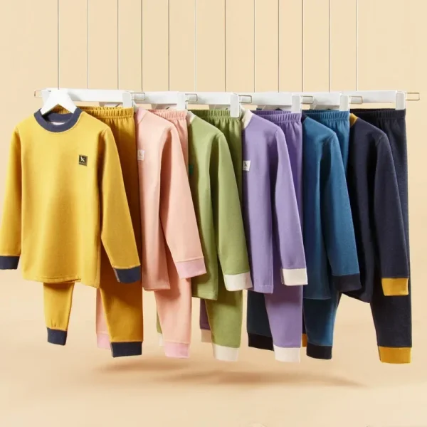 Set di biancheria intima termica per bambini 7A antibatterico autunno inverno vestiti caldi bambini lana natura seta Teen Boys Girls Loungewear 1