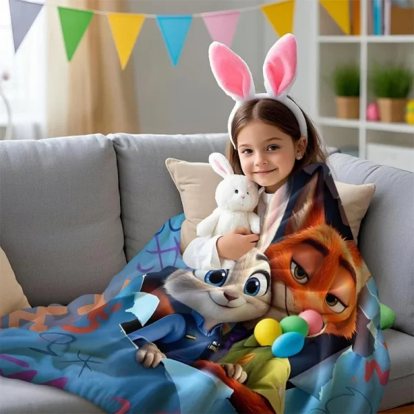 Disney Nick Judy Coperta stampata Coperta da tiro in flanella di cartone animato Coperta da picnic calda Coperta da letto per la casa Coperta da letto Regalo di compleanno 6