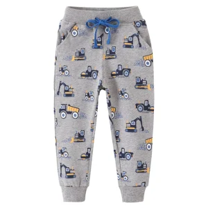 Metri di salto Nuovo arrivo Escavatori Ragazzi Pantaloni Pantaloni per l'autunno Inverno Personaggi dei cartoni animati Stampa Pantaloni sportivi per bambini alla moda 1
