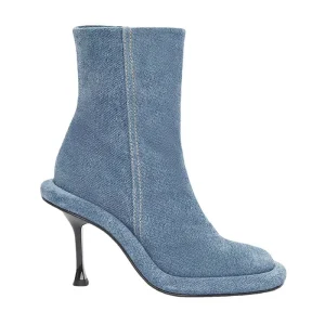 Autunno Inverno Nuovo Blu Denim Stivaletti Europeo Americano Tacco Alto Suola Spessa Punta Rotonda Cerniera Laterale Scarpe da Donna Taglia 35-43 1