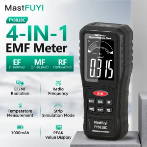 MASTFUYI Rilevatore di radiazioni elettromagnetiche 4 in 1, potenza di campo elettrico e magnetico, potenza RF, monitor della temperatura 1