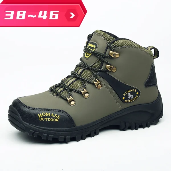 Scarpe da alpinismo estive da uomo Sneakers in pelle impermeabile stivali da uomo caldi stivali da trekking all'aperto scarpe da lavoro Zapatillas Hombre 1