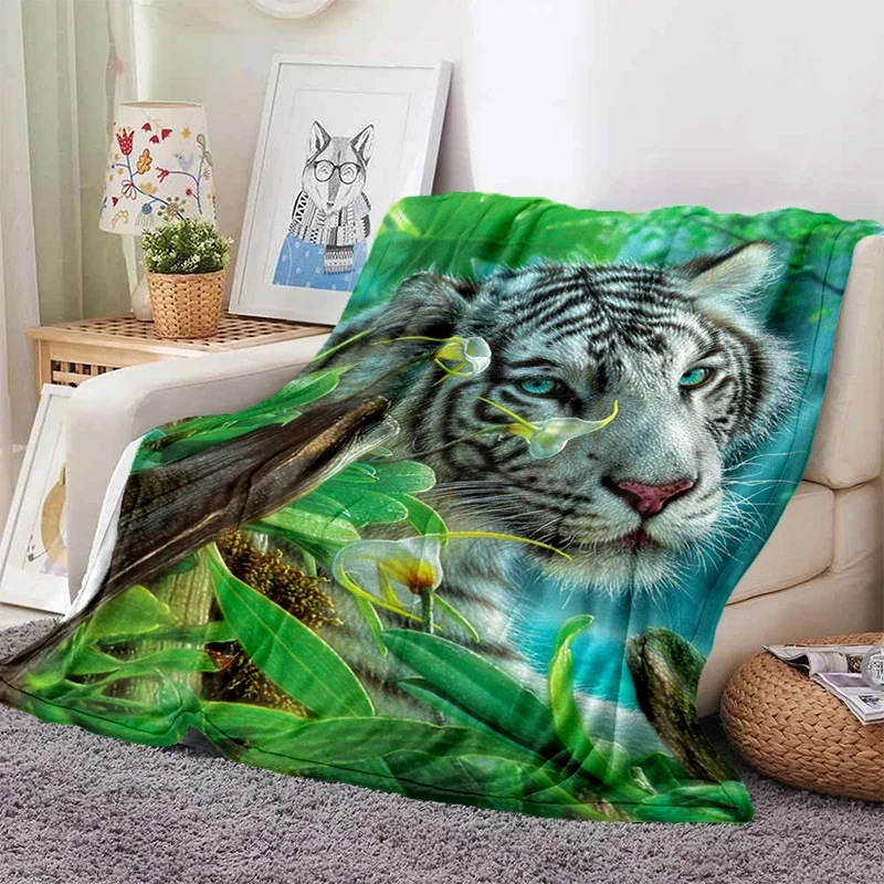 Coperta tigre 3D super morbida per la primavera autunno linea moderna arte coperta Sherpa copriletto tiro da viaggio Dropship 4