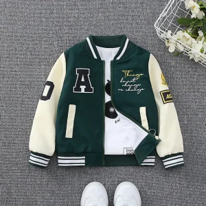 Bambini primavera autunno ​ Giacca per 4-10 anni Ragazzi Ragazze Stile occidentale Lettera a righe Uniforme da baseball Moda Ragazza Ragazzo Cappotto per bambini 1