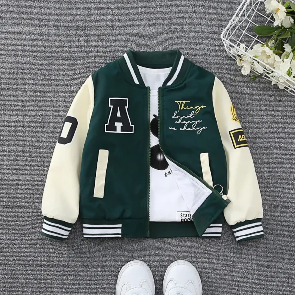 Bambini primavera autunno ​ Giacca per 4-10 anni Ragazzi Ragazze Stile occidentale Lettera a righe Uniforme da baseball Moda Ragazza Ragazzo Cappotto per bambini 1