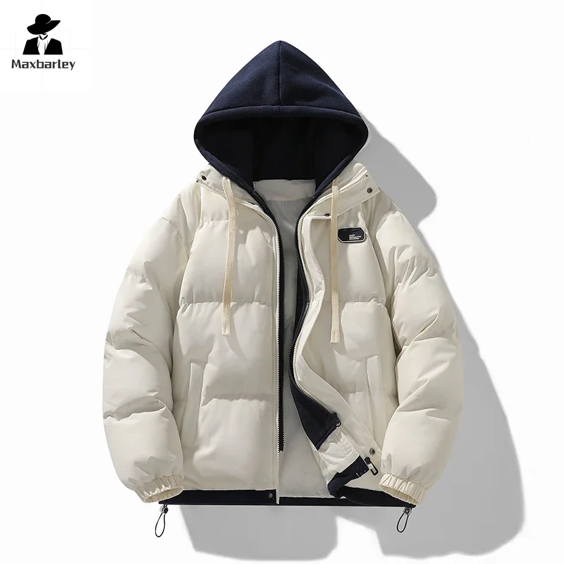 Giacca invernale da uomo nuova Giacca coreana imbottita in cotone caldo stile giapponese da donna in 2 pezzi con cappuccio finto addensato alla moda 3