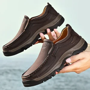 Mocassini classici in pelle da uomo antiscivolo appartamenti da passeggio slip on da esterno scarpe casual per uomo mocassini calzature da guida stile retrò 1