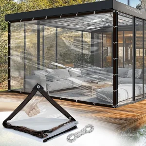 Telo impermeabile trasparente da giardino, resistente alla pioggia, in poliestere trasparente, con copertura per piante, tessuto isolante per capannone con occhielli 1