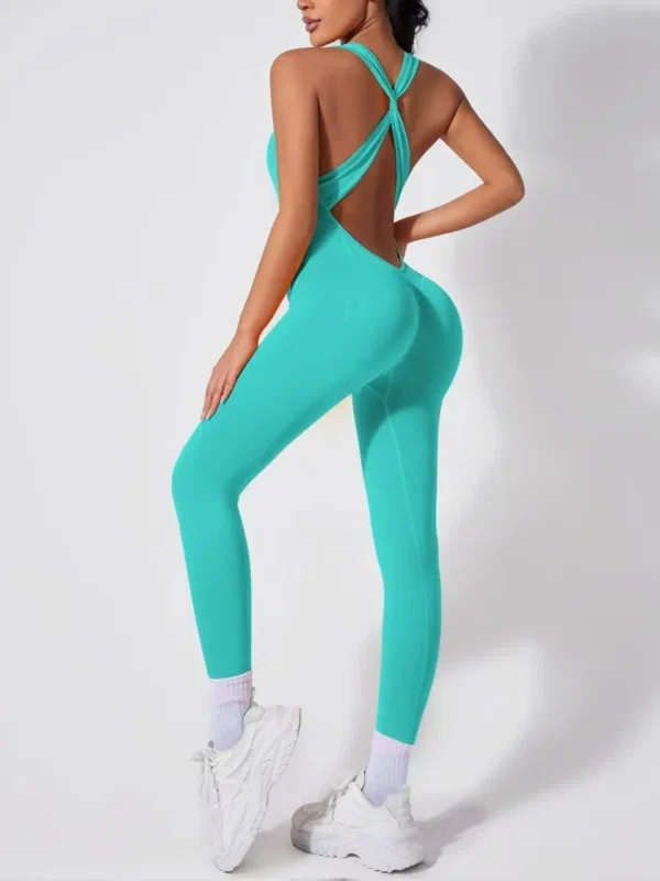 Back-crossing OpenBlack-back Tuta Abbigliamento sportivo Body Donna Set da yoga Fitness Tuta da allenamento intera Donna 4