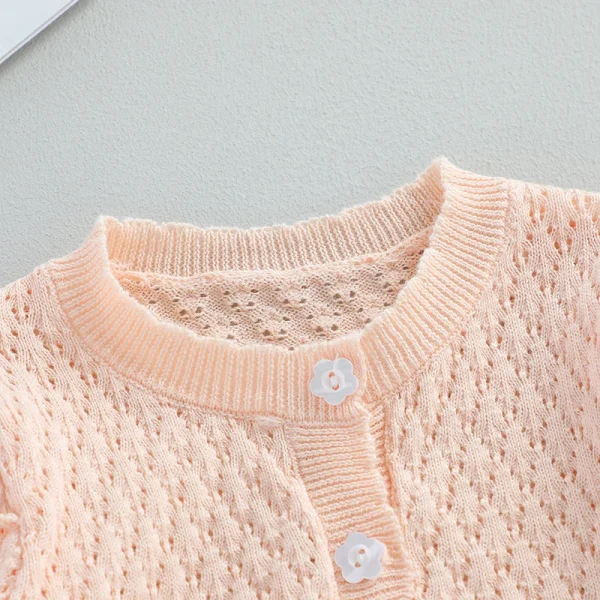 Cardigan lavorato a maglia per bambina da bambino Manica lunga con volant Maglione abbottonato Camicie autunno inverno Abbigliamento Capispalla per bambini con volant 4