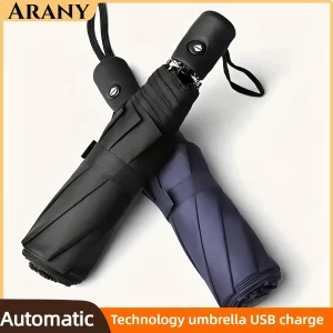 Ombrello elettrico intelligente Ombrelli neri avanzati Robusto durevole Ombrello per auto automatico resistente al vento Designer di ombrelli di lusso 1