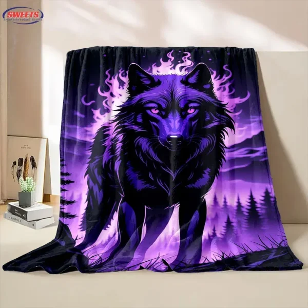 Comoda e morbida coperta da lupo, aggiungi bellezza a casa, tutte le stagioni, l'home office può essere utilizzata, regalo per la coperta di flanella da campeggio per pisolino 5
