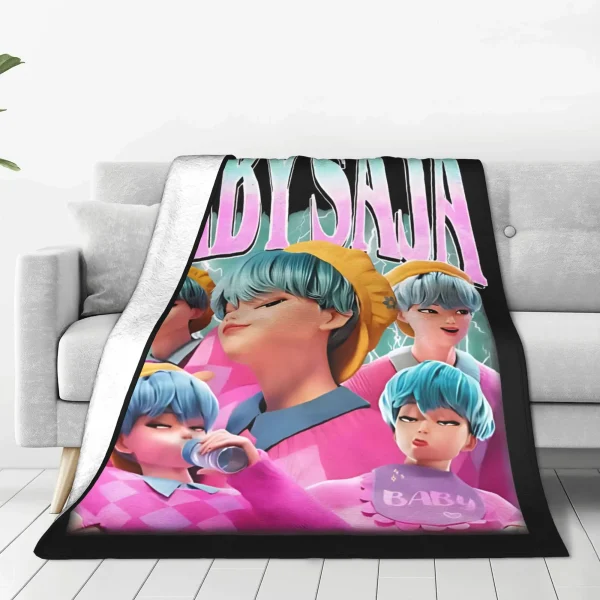 Saja Boys Team Coperta in pile stile retrò anni '80 Kpop Demon Hunters Coperta morbida multifunzione per copriletto esterno domestico 2