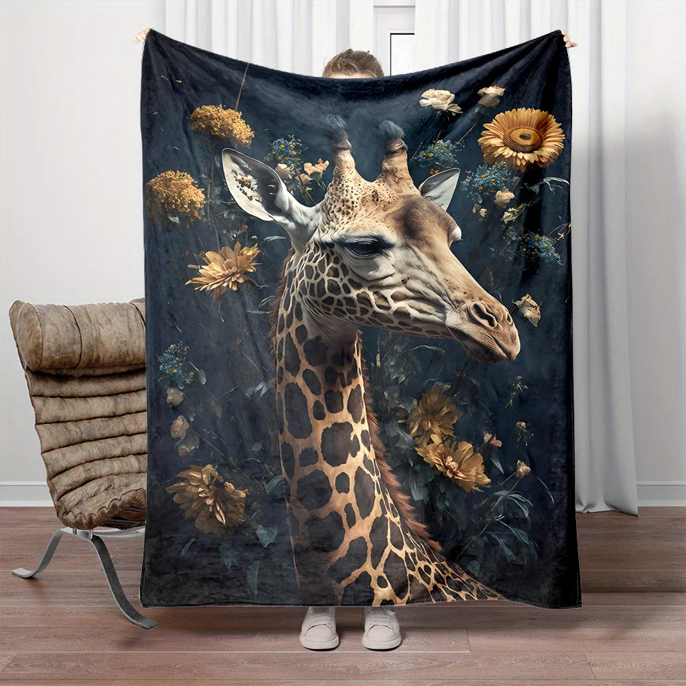 Morbida e accogliente coperta in flanella con stampa giraffa: versatile per letto, divano, campeggio | Facile da pulire, lavabile in lavatrice | Dimensioni multiple 6