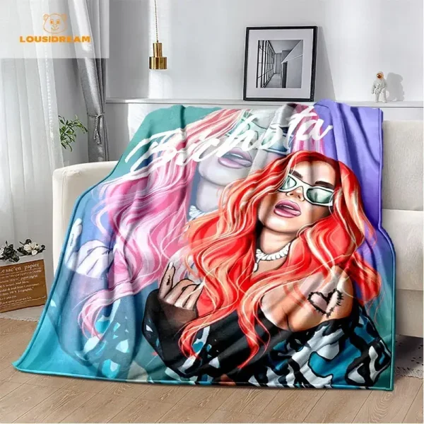 Coperta Karol G Bichota personalizzata calda peluche accogliente casa ragazza coperta per la cameretta comoda coperta leggera per divano 2
