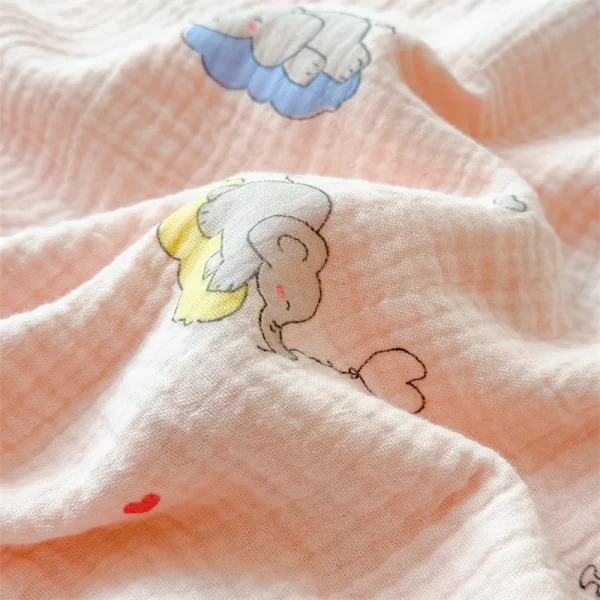 Coperta in cotone 100% Coperta antiacaro per letto Coperta per divano in stile cartone animato per bambini Coperta di garza a doppio strato Singolo/Queen/King 5