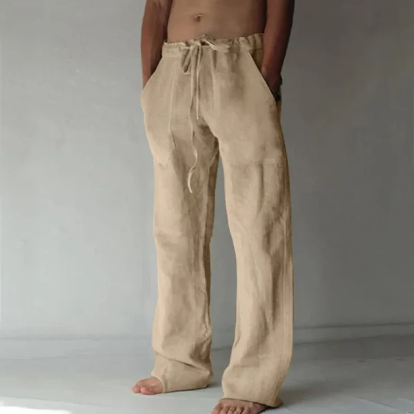 Pantaloni lunghi da uomo in cotone e lino pantaloni estivi in lino traspirante tinta unita pantaloni Casual da uomo Casual elastici in vita Harajuku Trous 6
