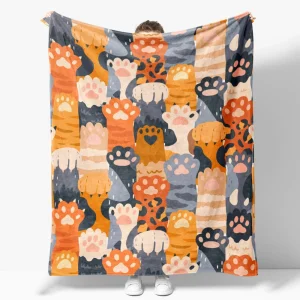 Coperta creativa in flanella con zampa di gatto, taglia queen, per divano, divano, coperta con zampa di cane, per bambini, accogliente, morbida, leggera, carina 1