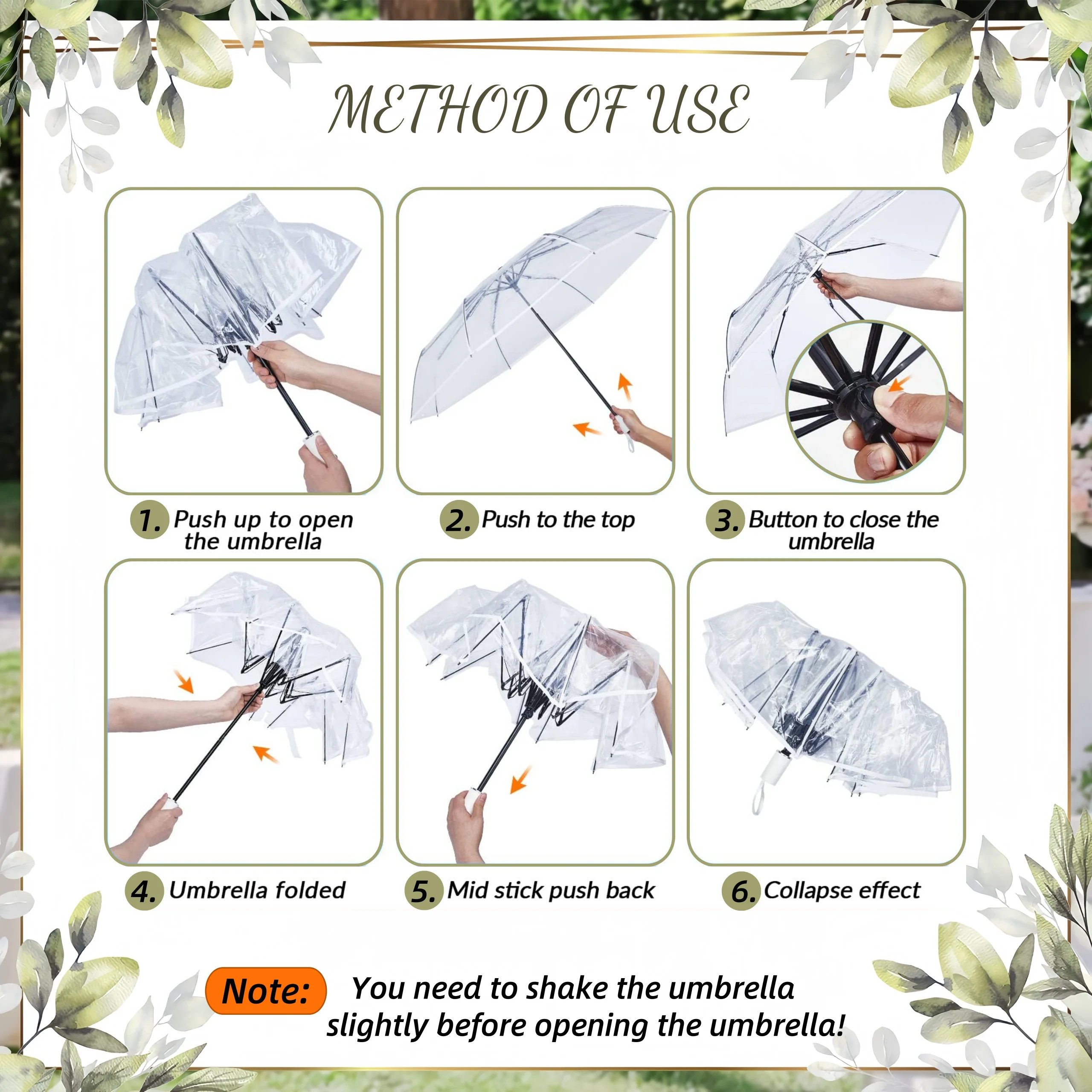 10-20 pezzi ombrelli da sposa trasparenti ombrello trasparente sfuso ombrello pieghevole apertura manuale e chiusura per bomboniere oggetti di scena regalo 6