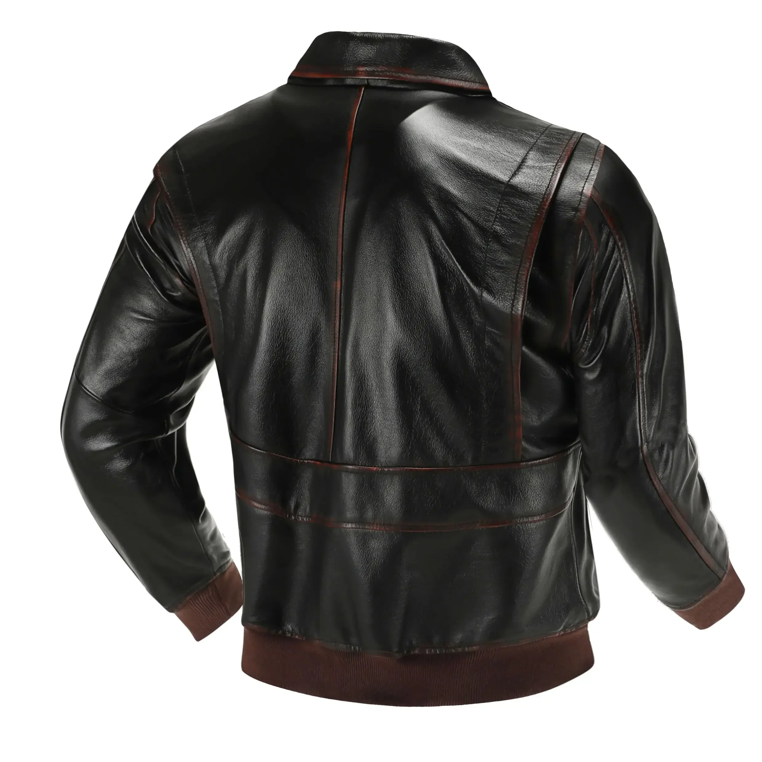 2025 Giacca da uomo in vera pelle con strato superiore Giacche da pilota militare Air Force A2 Risvolto Retro Rub Color Tooling Cappotto corto grande 3