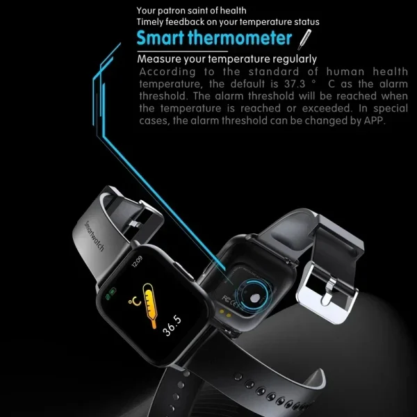 Xiaomi Nuovo 1.69 Pollici Astuto Della Vigilanza Degli Uomini di Temperatura Del Corpo Full Touch Smartwatch Donne Accurato Monitor di Ossigeno Orologio 2023 PK P8 3