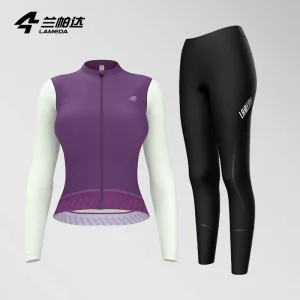 LAMEDA Set da ciclismo da donna a maniche lunghe Completo sportivo autunnale per la guida in bicicletta Protezione UV Abbigliamento da bici da strada elegante ad asciugatura rapida 1