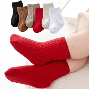 Calzini carini per bambine e ragazze Calzini corti per bambini traspiranti Calzini casual natalizi per neonati a righe solide per 0-8 anni 1