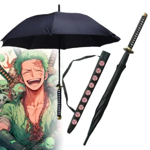Anime Zoro Katana Ombrello Spada Mano Lunga Ombrellone Nero Roronoa Zoro Coltello Dimensioni Reali Giapponese Katana Sabre Ombrello Raincoa 1