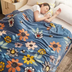 Coperta a fiori per divano Coperta sottile stampata reattiva per letti Coperta di flanella in pile di corallo singolo/queen/king Plaid morbidi e caldi 1