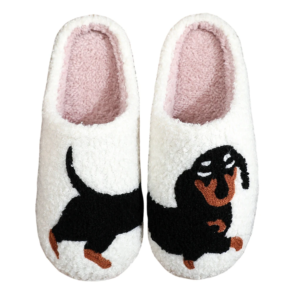 Pantofole in peluche bassotto pantofole a punta chiusa antiscivolo calde scarpe da casa Slip-on pantofole termiche piatte per camera da letto interna all'aperto 6