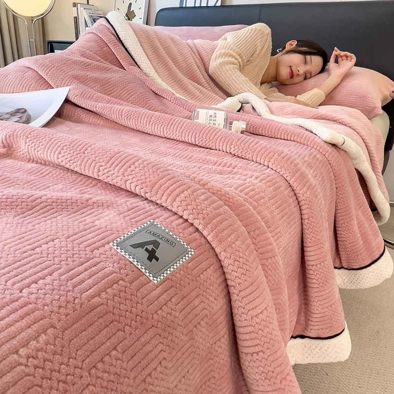 Coperta multifunzionale in velluto lavorato a maglia, copriletto in morbido pile spesso caldo, copriletto blu per l'autunno inverno 150 * 200 cm Drop Shipping 6