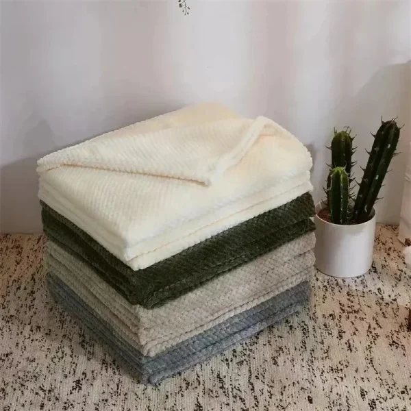 Coperte in pile corallo stile giapponese 300gsm primavera estate morbida soffice pelliccia sintetica visone tiro solido copridivano copriletto coperte scozzesi 5
