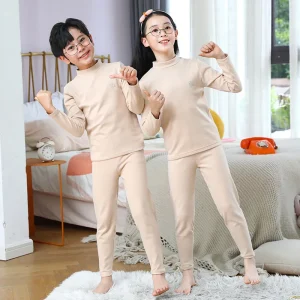 3-14 anni ragazzi ragazze biancheria intima termica top + pantaloni 2 pezzi Set pigiameria bambini morbido cotone pigiama vestito autunno inverno casa vestiti 1