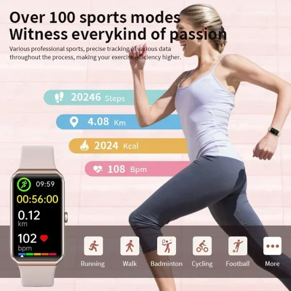 Xiaomi Nuovo 1.47 ''HD Smart Watch Donna Sport Fitness Bracciale Termometro Monitor sanitario Smartwatch da donna impermeabile per Xiaomi 6