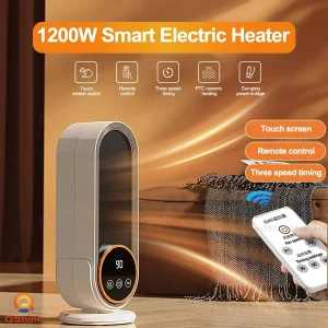 Riscaldatore spaziale touch screen da 1200 W Riscaldatore elettrico portatile Scaldino elettrico portatile Riscaldatore domestico con telecomando e temporizzazione 1