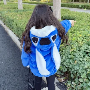 Stitch Bambini Vestiti imbottiti in cotone Inverno Bambini Cartoon Imitazione pelliccia Cappotto caldo con cappuccio Bambino Ragazzi Ragazze Capispalla in peluche carino 1