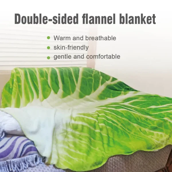 Coperte di cavolo per divano domestico in flanella fronte-retro dall'aspetto creativo divertenti 4