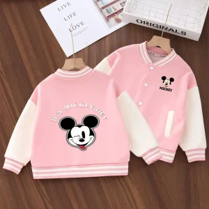Giacca bomber streetwear di Topolino Minnie Topolino unisex vestibilità ampia stile Harajuku bambini ragazzi ragazze cappotto da baseball strato singolo 1