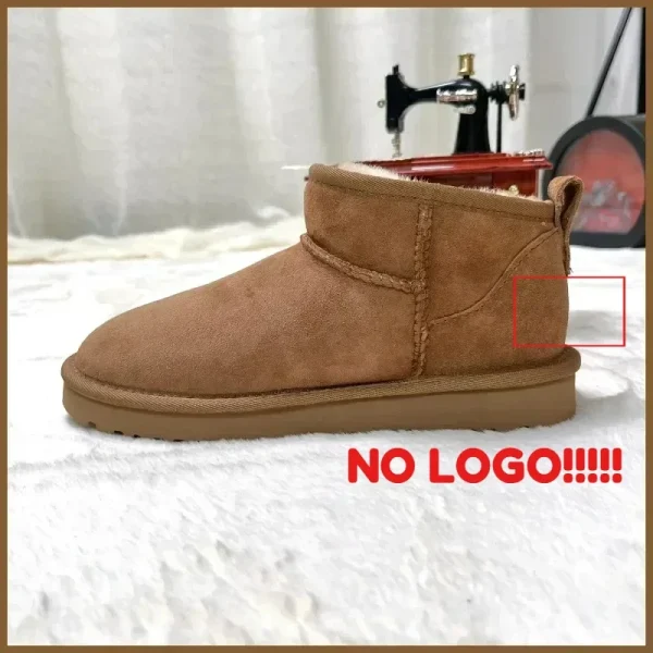 NO-LOGO!!!2024 nuovi mini scarponi da neve classici. Combinando pelle di pecora e vera pelle, stivali caldi invernali alla moda e casual 1