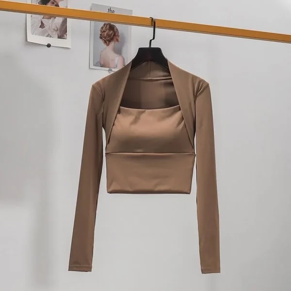 Cuscino per il torace fitness Top sportivo Camicie a maniche lunghe da donna Pra Speed Up Abiti corti ed eleganti per danza e yoga Cintura piccola da palestra 5