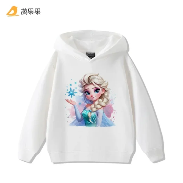 Queen Elsa che circonda le ragazze Felpa con cappuccio autunno e inverno Ragazza per bambini Top per bambini Cappotto carino a maniche lunghe 2