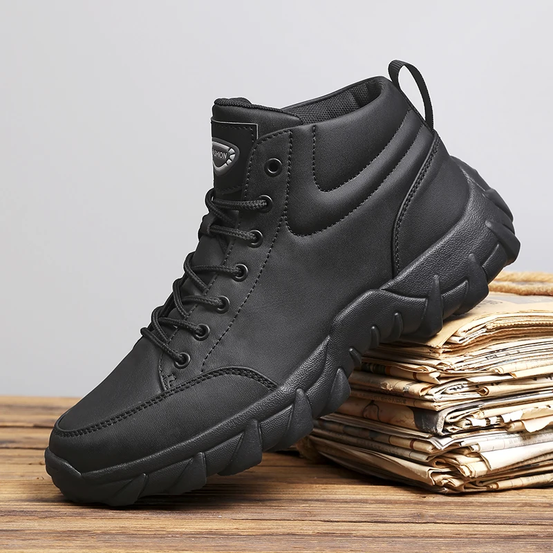 Scarpe da corsa da uomo Sneakers da uomo Stivaletti casual in pelle fatti a mano antiscivolo Stivali leggeri da passeggio con lacci da uomo traspiranti 1