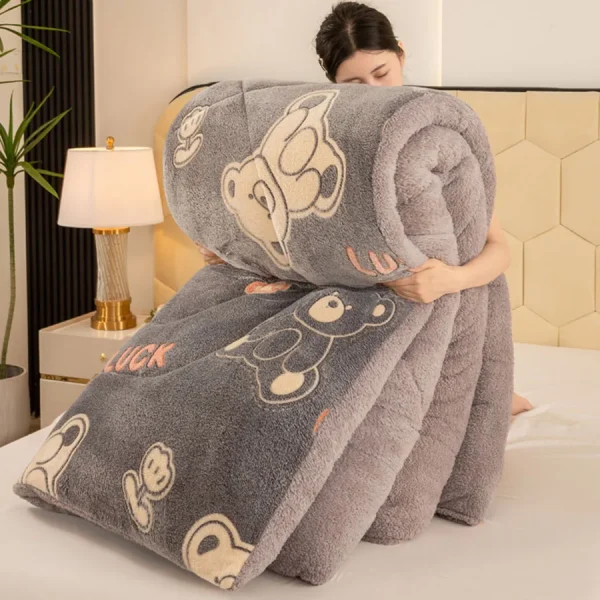Biancheria da letto invernale Coperta trapuntata spessa Trapunta calda in pile di flanella ispessita per le notti fredde Set piumini da letto Trapunte le coperte 3