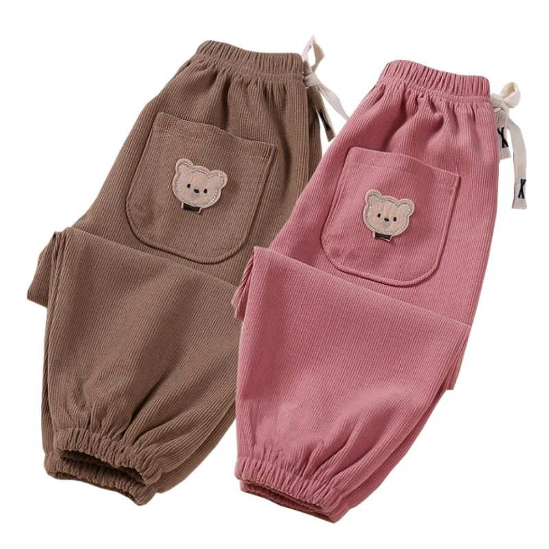 Velluto a coste elastico in vita pantaloni con coulisse autunno ragazzi pantaloni del fumetto ragazze abbigliamento esterno Sport pantaloni Casual abbigliamento per bambini nuovo 1