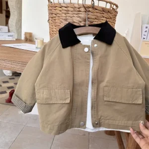Giacca a vento per bambini Nuovo 2025 Primavera Autunno Moda Coreana Casual Baggy Stile semplice 1