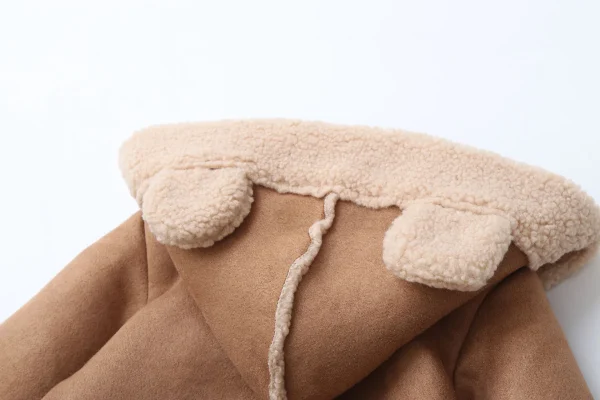 0-2Y Inverno Neonati maschi Vestiti Felpa con cappuccio in pelliccia Tute per ragazze Fodera in pile Pagliaccetti per bambini Pausa vento Vestito infantile 4