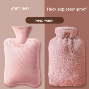 Borsa per acqua calda in peluche invernale da 2000 ml Marsupio caldo per mani a prova di esplosione e resistente al calore in PVC adatto per regali di biancheria da letto per la casa 1